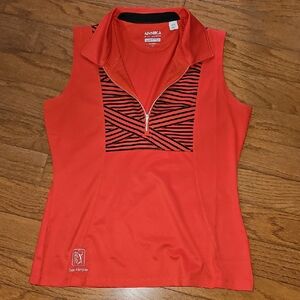 ANNIKA CUTTER & BUCK RED SLEEVELESS GOLF TOP sz M